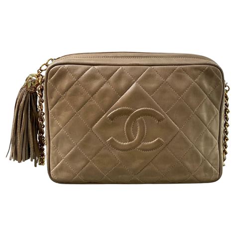 chanel beige vintage camera bag